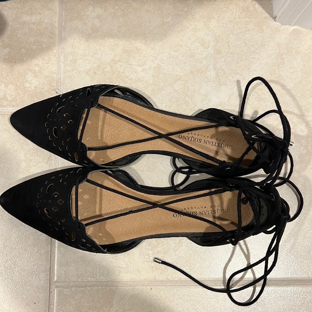 Christian Siriano Black Strap Flats
